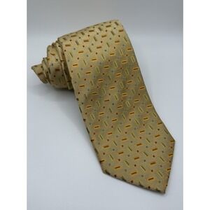 New Bert Pulitzer Saks Fifth Avenue Gold Silk Neck Tie‎ Made In USA 55"  x 4"